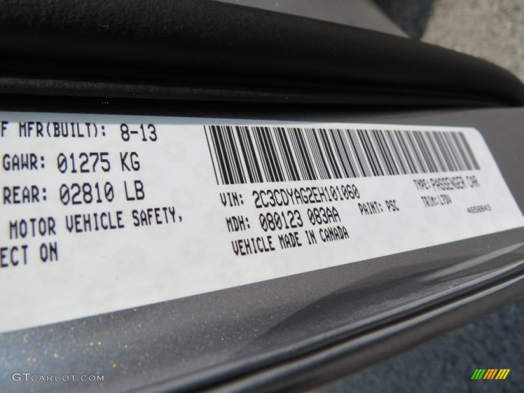 2014 Challenger Color Code PSC for Billet Silver Metallic Photo #85523555
