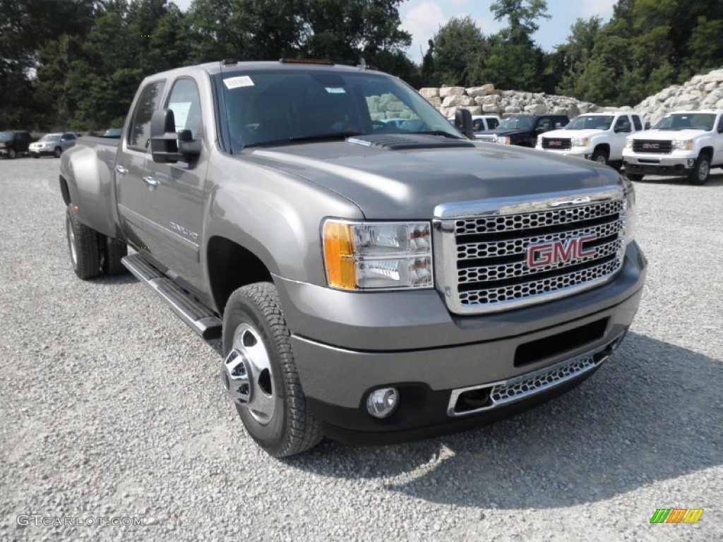 Steel Gray Metallic 2014 GMC Sierra 3500HD Denali Crew Cab 4x4 Dually Exterior Photo #85524545