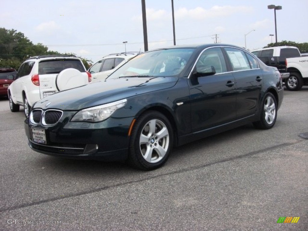 2008 5 Series 535xi Sedan - Deep Green Metallic / Beige photo #2