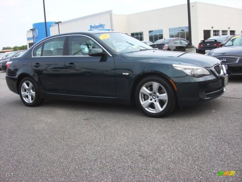 2008 5 Series 535xi Sedan - Deep Green Metallic / Beige photo #5