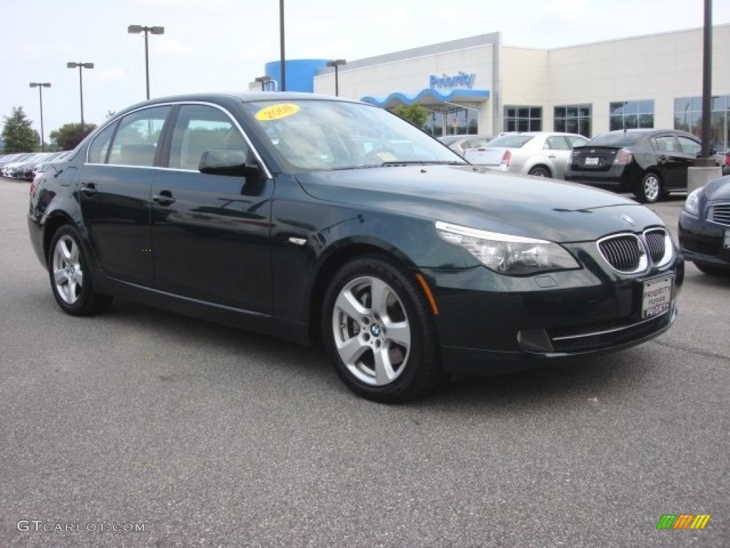 2008 5 Series 535xi Sedan - Deep Green Metallic / Beige photo #6