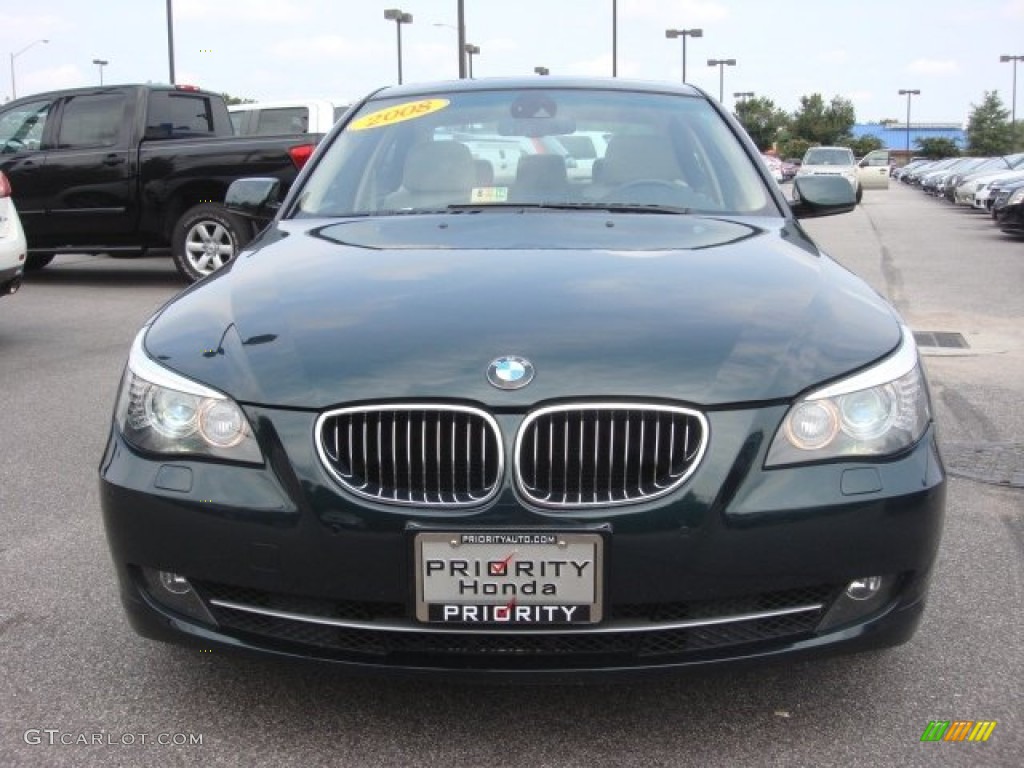 2008 5 Series 535xi Sedan - Deep Green Metallic / Beige photo #7