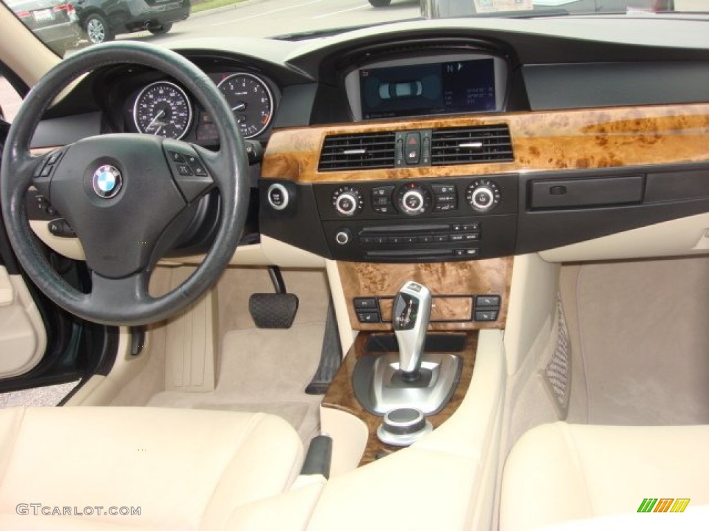 2008 5 Series 535xi Sedan - Deep Green Metallic / Beige photo #13