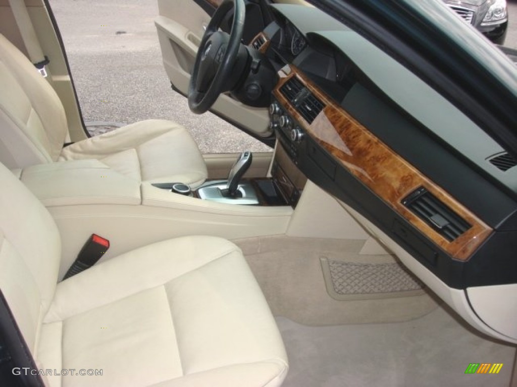 2008 5 Series 535xi Sedan - Deep Green Metallic / Beige photo #14