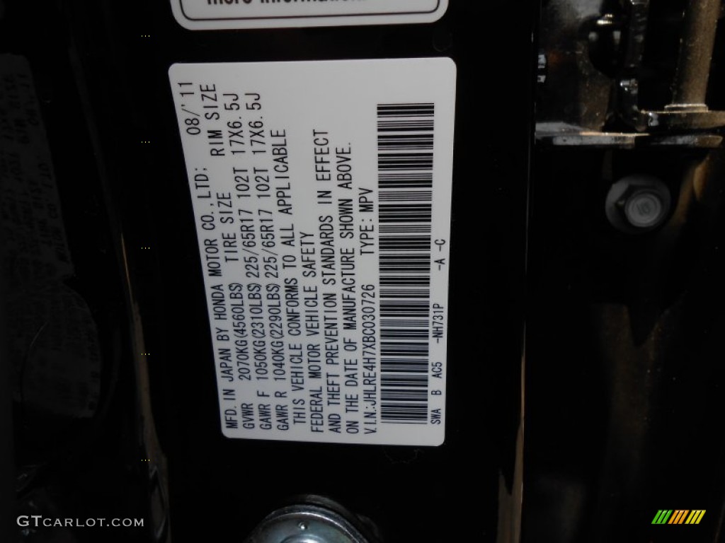 2011 CR-V EX-L 4WD - Crystal Black Pearl / Black photo #25