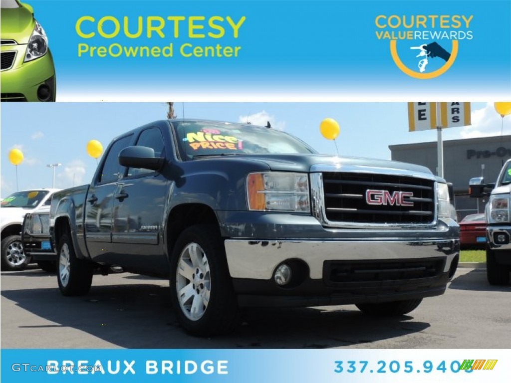 2008 Sierra 1500 SLE Crew Cab - Stealth Gray Metallic / Ebony photo #1