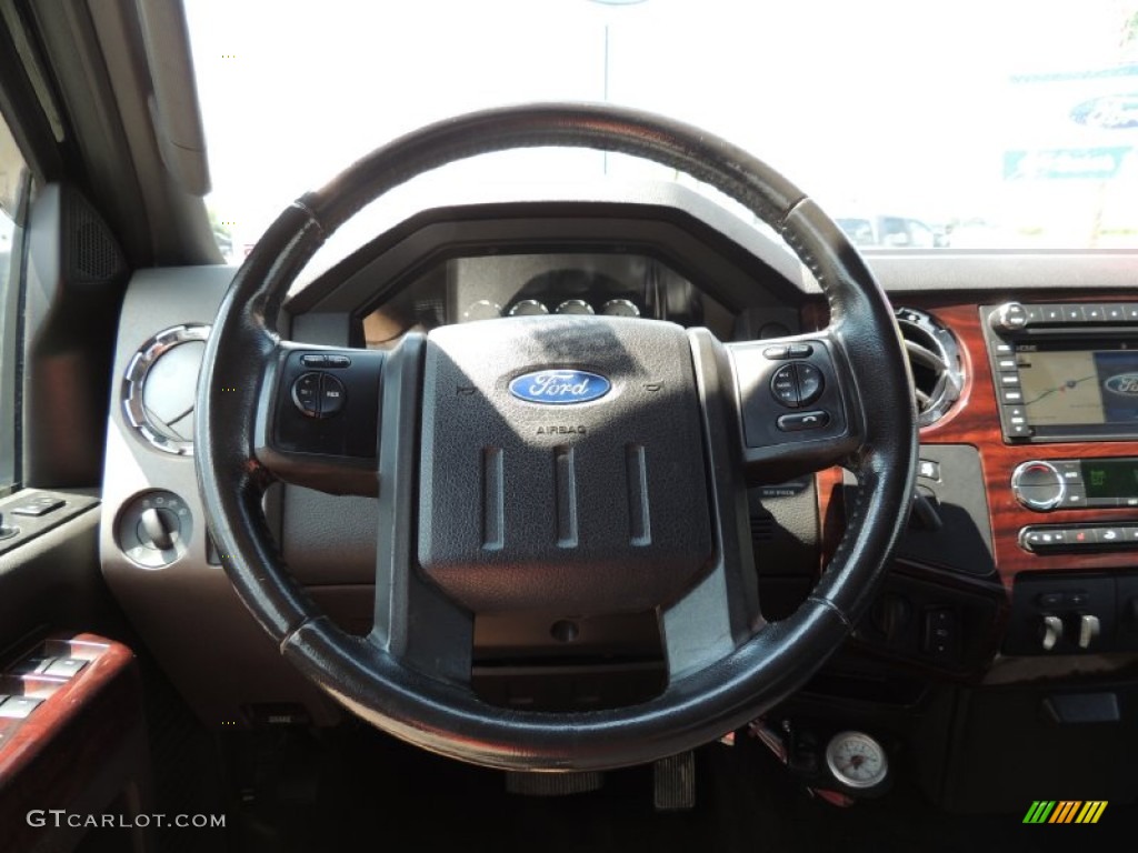2010 Ford F450 Super Duty Lariat Crew Cab 4x4 Dually Black Steering Wheel Photo #85544096