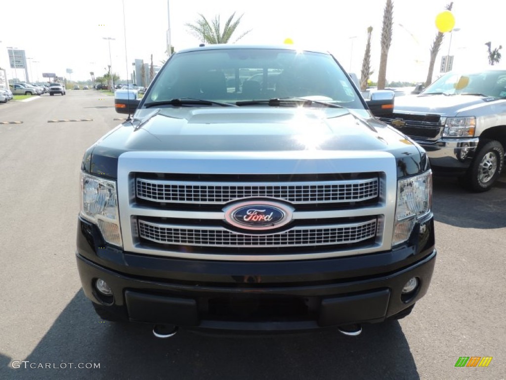 2011 F150 Platinum SuperCrew 4x4 - Tuxedo Black Metallic / Steel Gray/Black photo #2