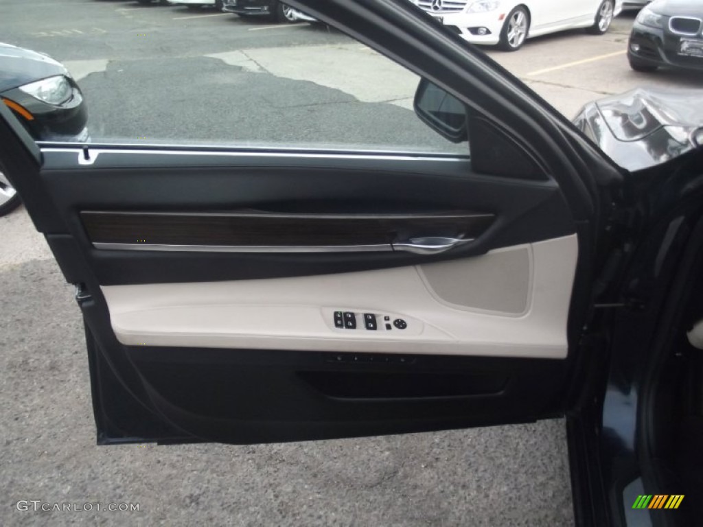2010 BMW 7 Series 750Li xDrive Sedan Oyster/Black Nappa Leather Door Panel Photo #85551176