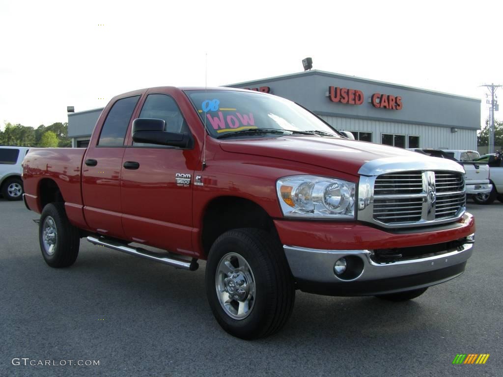 2008 Ram 3500 Big Horn Edition Quad Cab 4x4 - Flame Red / Medium Slate Gray photo #1