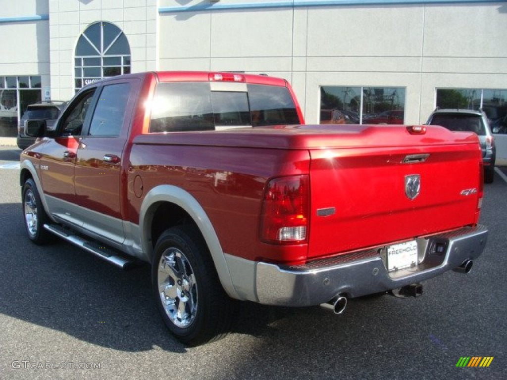 2010 Ram 1500 Laramie Crew Cab 4x4 - Inferno Red Crystal Pearl / Dark Slate Gray photo #4