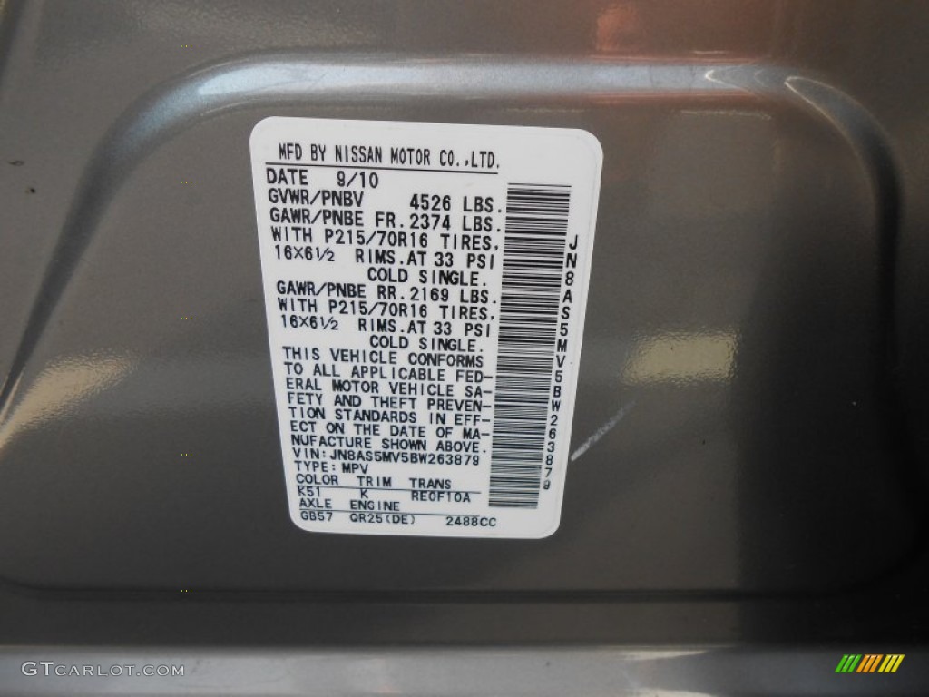 2011 Rogue S AWD - Gotham Gray Metallic / Gray photo #24