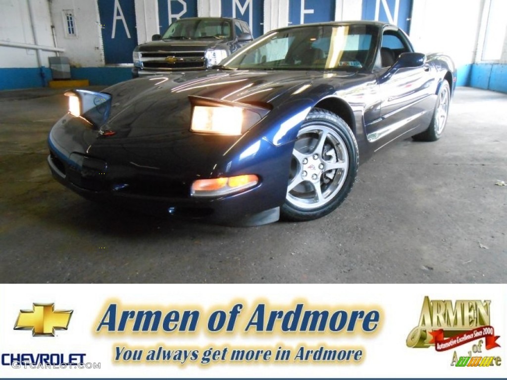 2000 Corvette Coupe - Navy Blue Metallic / Light Oak photo #1