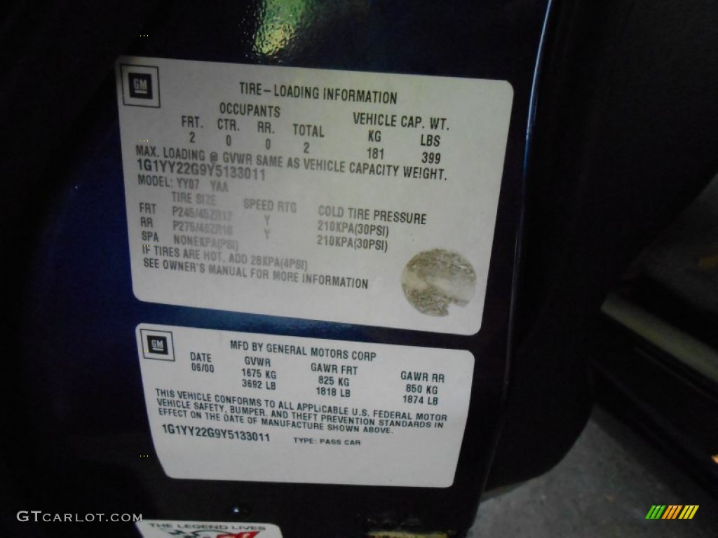 2000 Corvette Coupe - Navy Blue Metallic / Light Oak photo #24