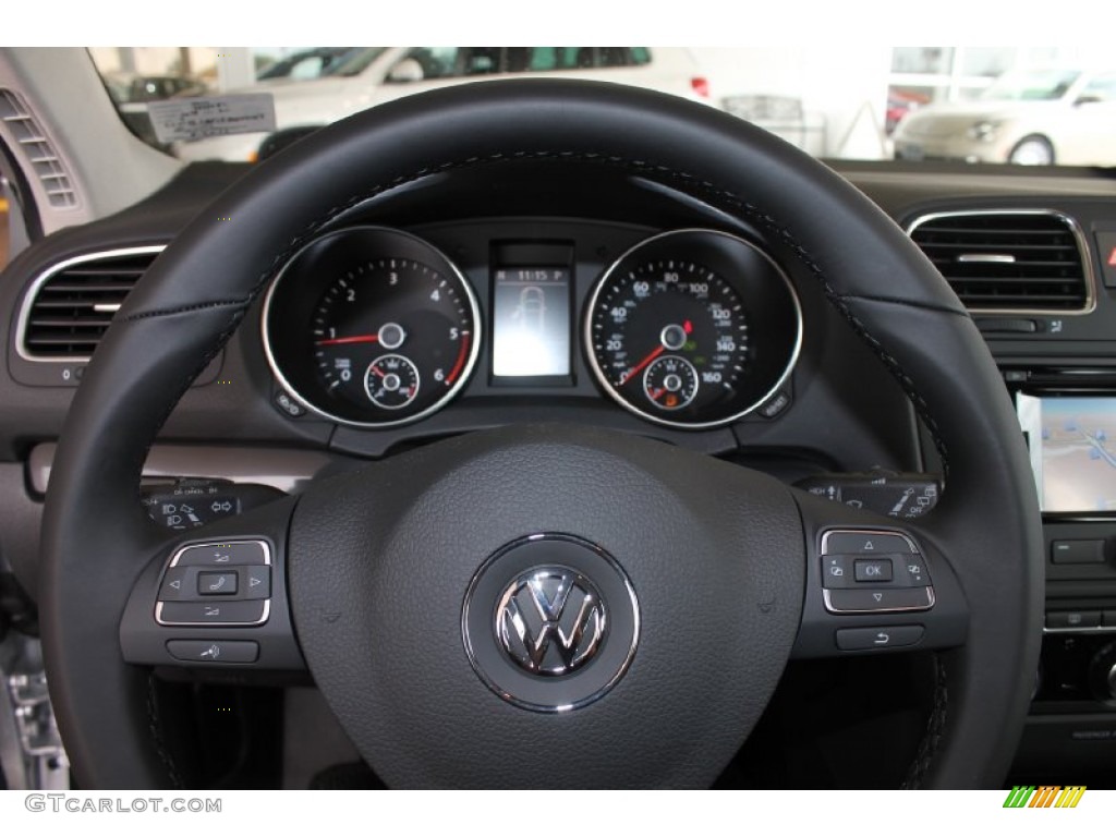 2014 Volkswagen Jetta TDI SportWagen Titan Black Steering Wheel Photo #85559171