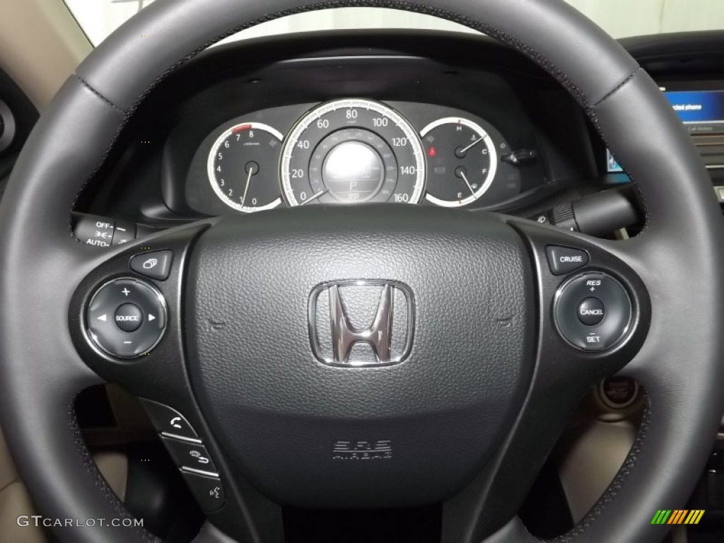 2014 Honda Accord EX-L Sedan Ivory Steering Wheel Photo #85566125