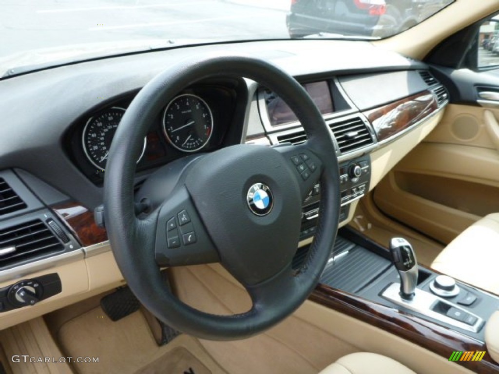 2008 BMW X5 3.0si Sand Beige Steering Wheel Photo #85572257