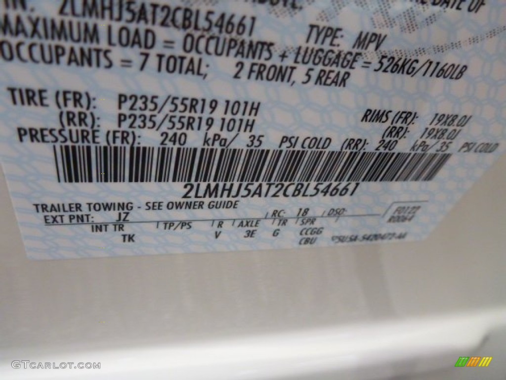 2012 MKT Color Code JZ for Crystal Champagne Metallic Tri-Coat Photo #85581356