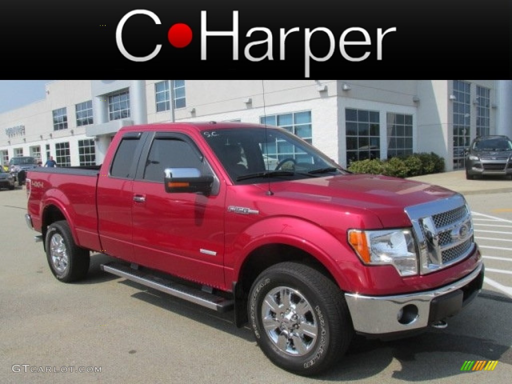 2012 F150 Lariat SuperCab 4x4 - Red Candy Metallic / Steel Gray photo #1