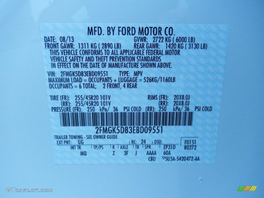 2014 Flex Color Code UG for White Platinum Photo #85605385