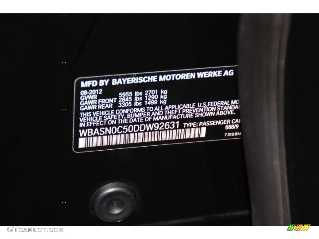2013 5 Series Color Code 668 for Jet Black Photo #85605691