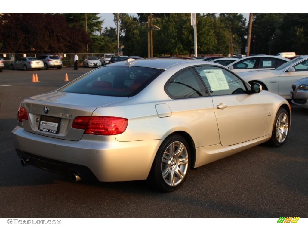 2013 3 Series 335i xDrive Coupe - Titanium Silver Metallic / Coral Red/Black photo #5
