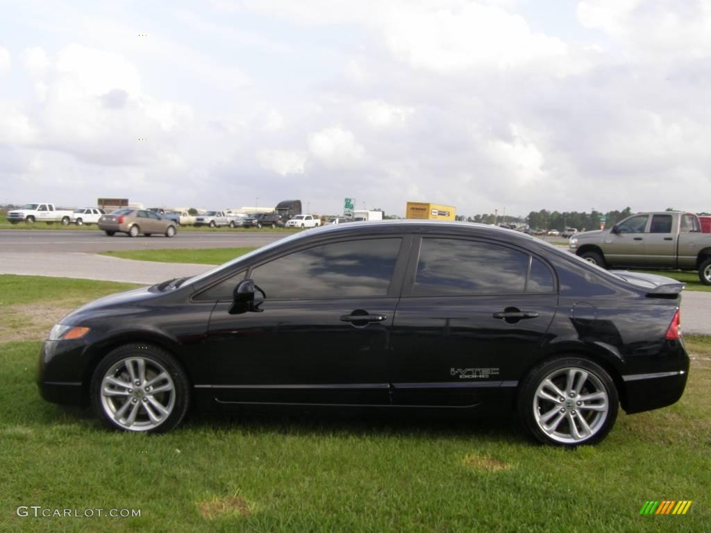 2007 Civic Si Sedan - Nighthawk Black Pearl / Black photo #6