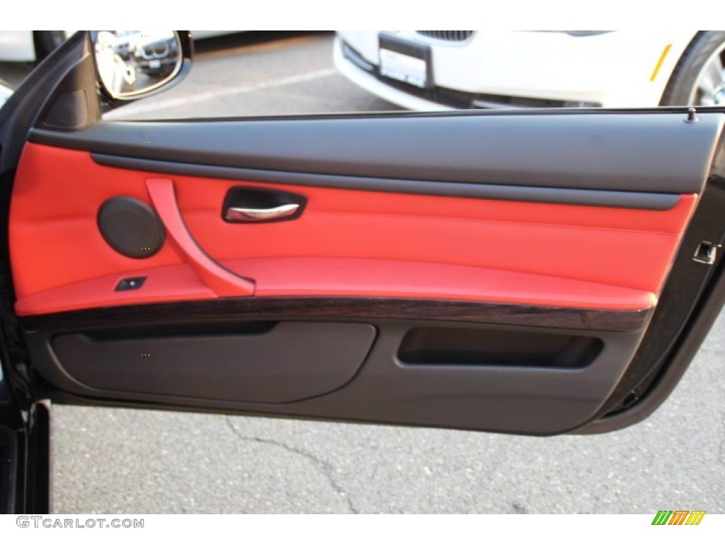 2011 BMW 3 Series 328i xDrive Coupe Coral Red/Black Dakota Leather Door Panel Photo #85608997