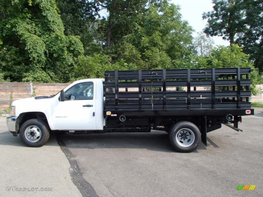 2014 Silverado 3500HD WT Regular Cab Stake Truck - Summit White / Dark Titanium photo #1