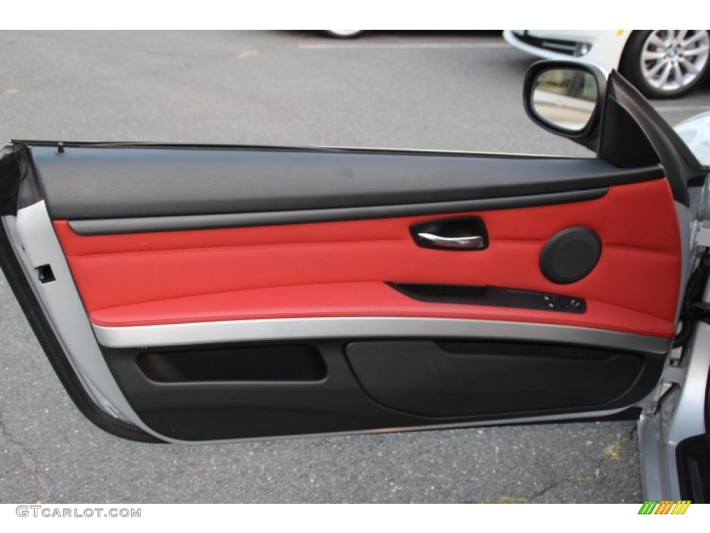 2011 BMW 3 Series 328i xDrive Coupe Coral Red/Black Dakota Leather Door Panel Photo #85609411