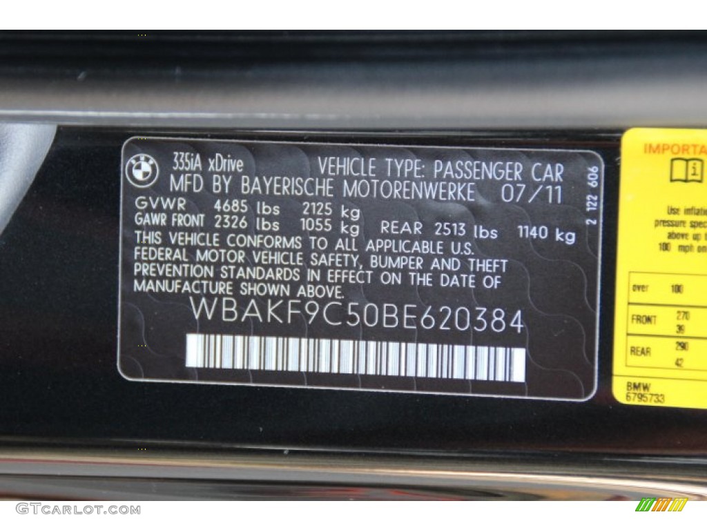 2011 3 Series 335i xDrive Coupe - Black Sapphire Metallic / Black photo #32