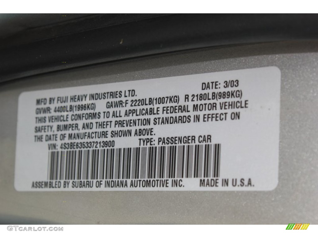 2003 Legacy L Sedan - Silver Stone Metallic / Gray photo #17