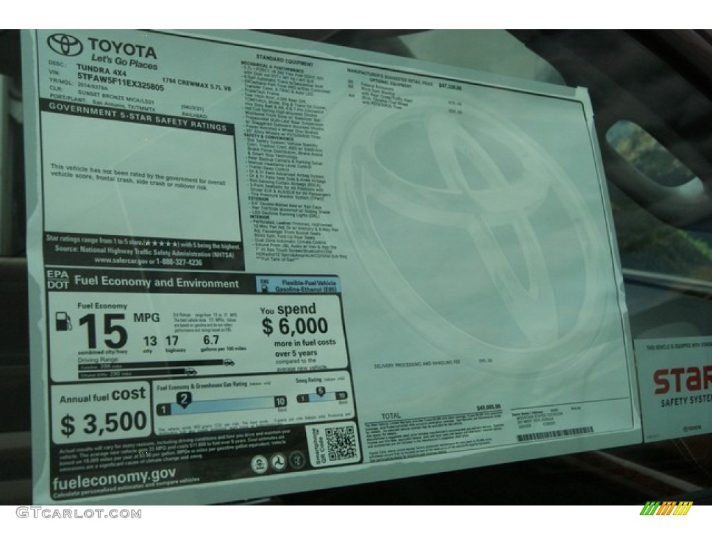 2014 Toyota Tundra 1794 Edition Crewmax 4x4 Window Sticker Photo #85617074