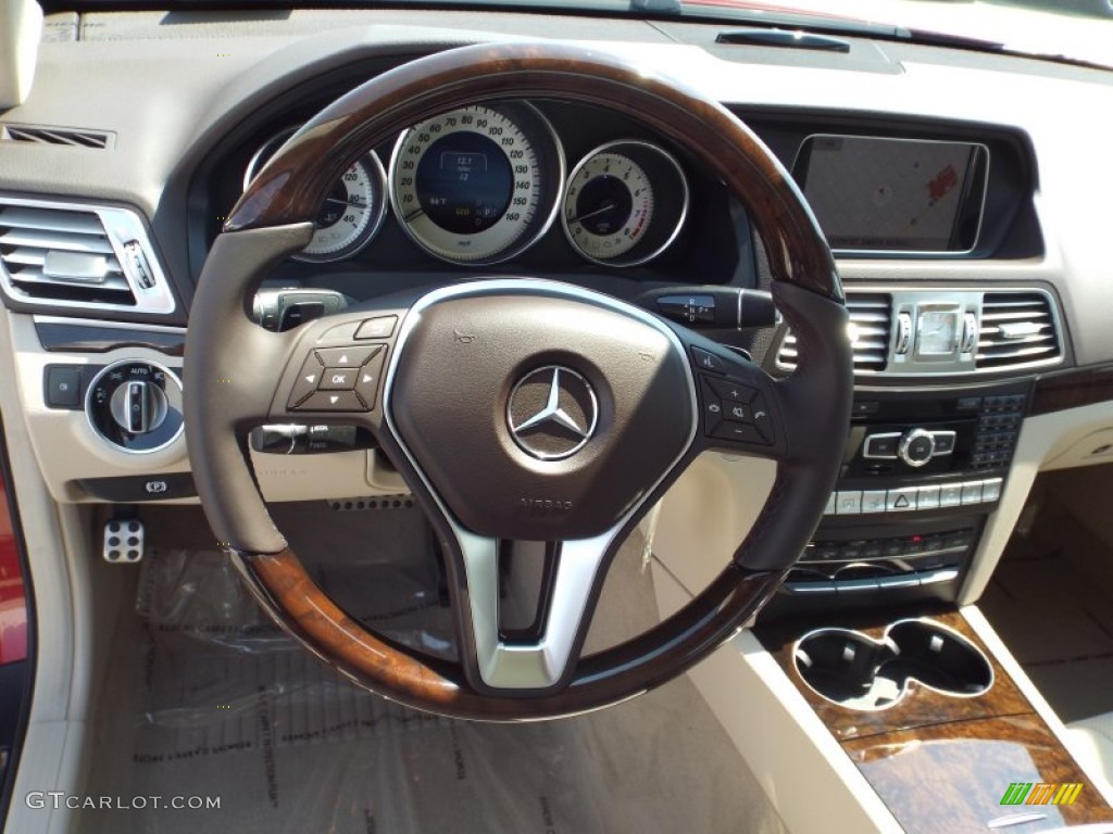 2014 Mercedes-Benz E 550 Coupe Silk Beige/Espresso Brown Steering Wheel Photo #85633009