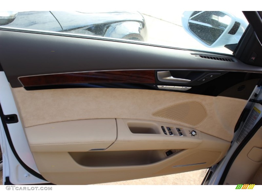 2014 Audi A8 L 3.0T quattro Velvet Beige Door Panel Photo #85639394