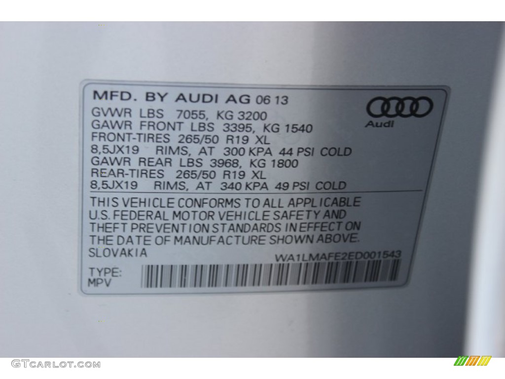 2014 Audi Q7 3.0 TDI quattro Info Tag Photos