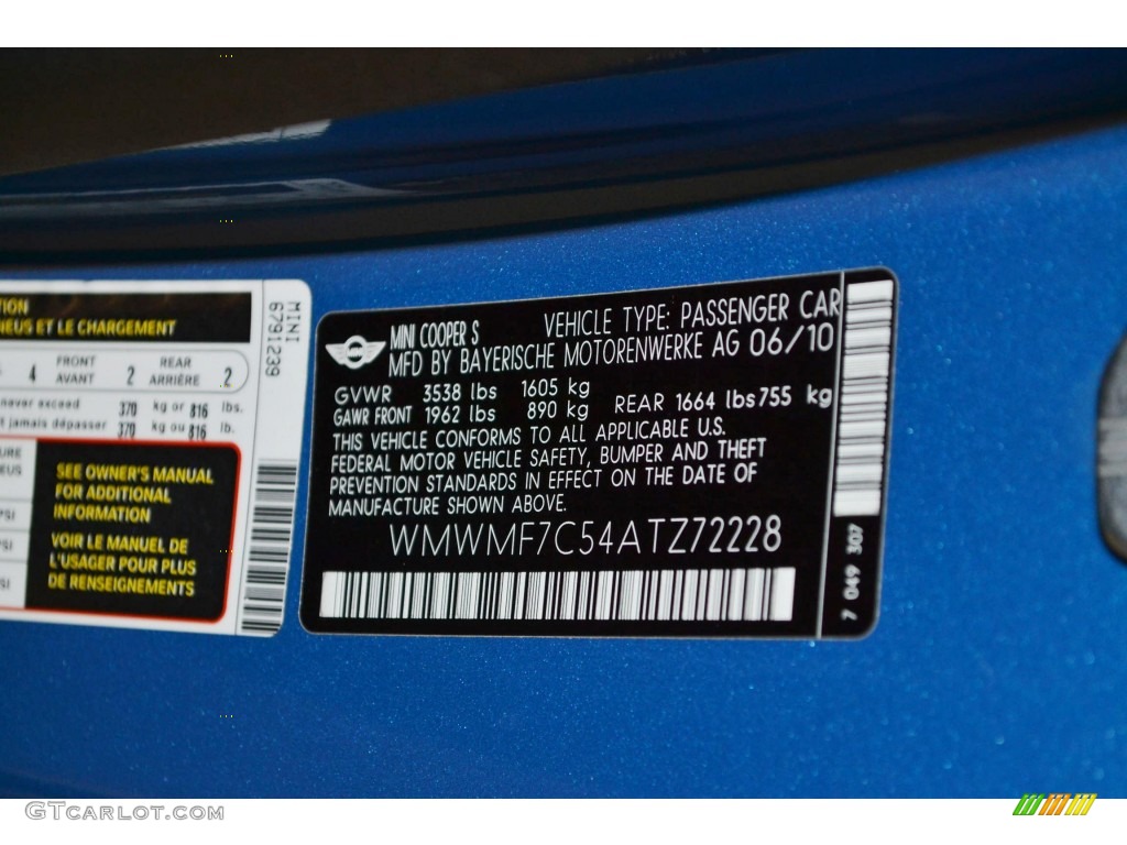 2010 Cooper S Hardtop - Laser Blue Metallic / Grey/Carbon Black photo #10