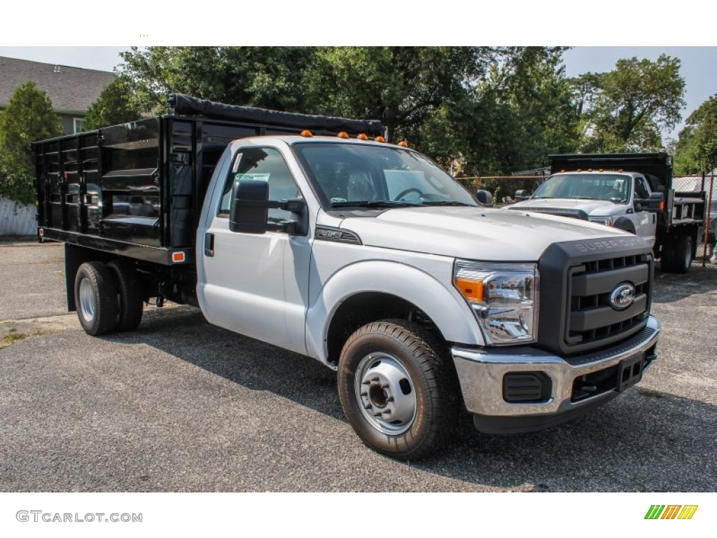 2013 F350 Super Duty XL Regular Cab Stake Truck - Oxford White / Steel photo #8