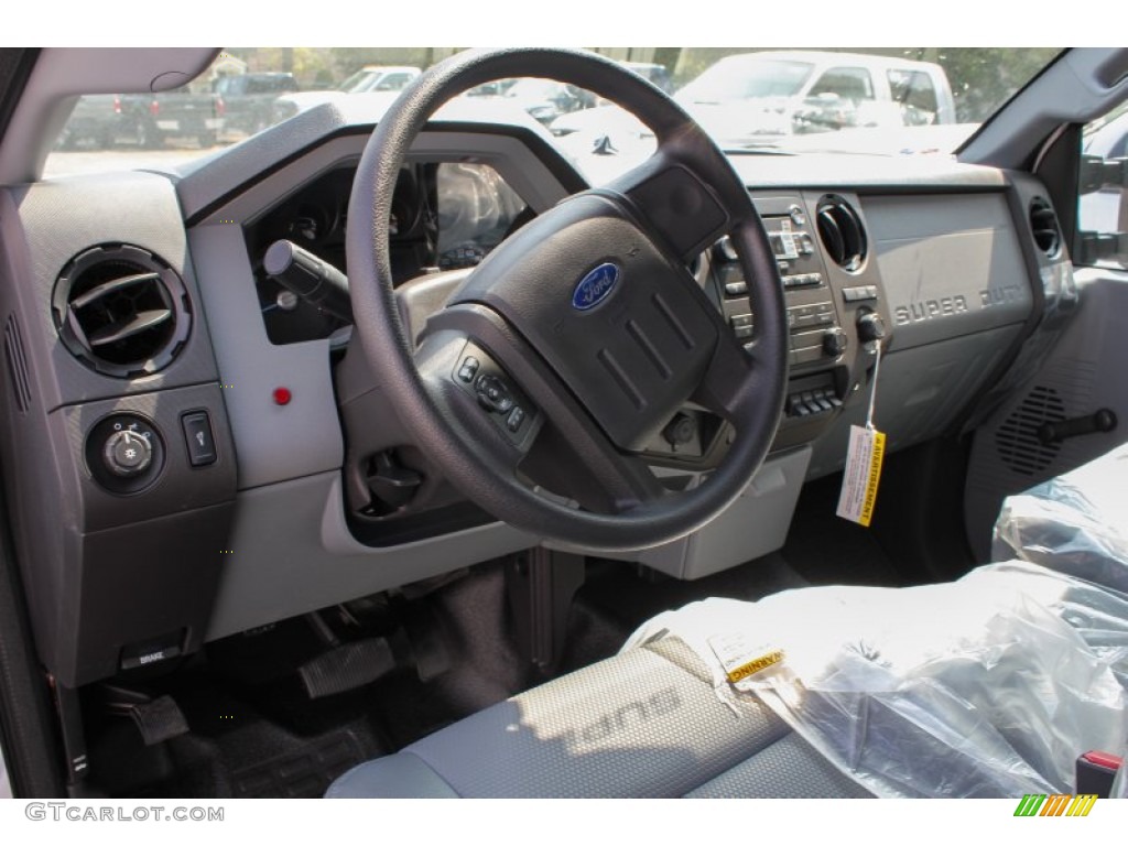 2013 F350 Super Duty XL Regular Cab Stake Truck - Oxford White / Steel photo #14