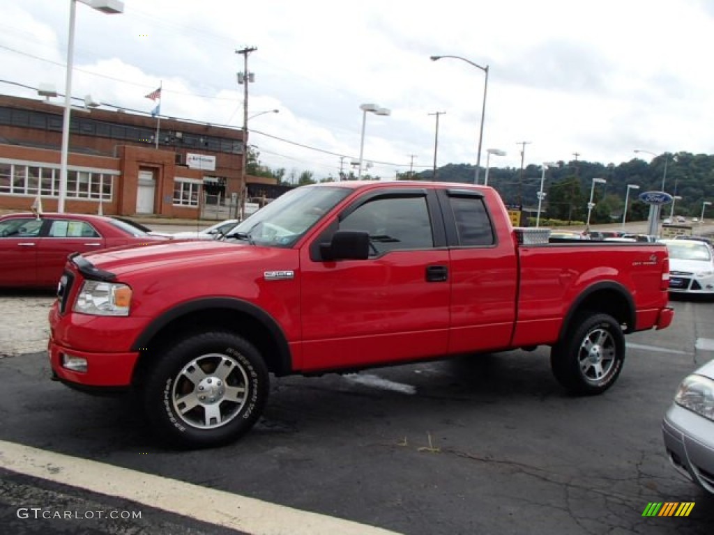 2005 F150 XLT SuperCab 4x4 - Bright Red / Medium Flint/Dark Flint Grey photo #5