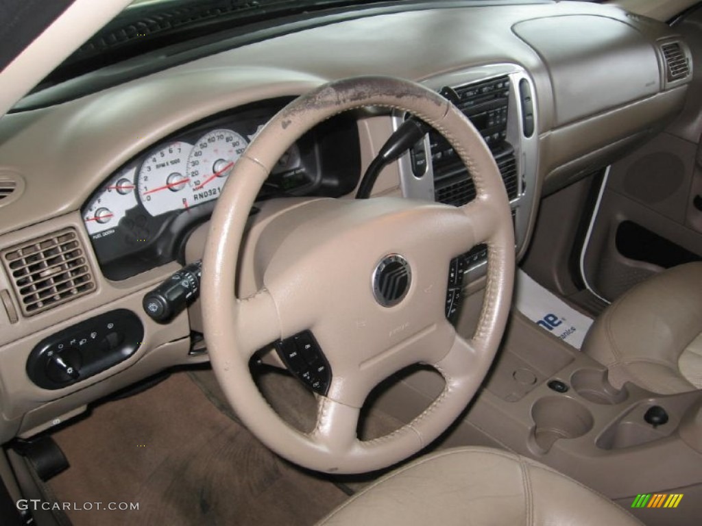 2005 Mercury Mountaineer V6 AWD Medium Dark Parchment Steering Wheel Photo #85647856