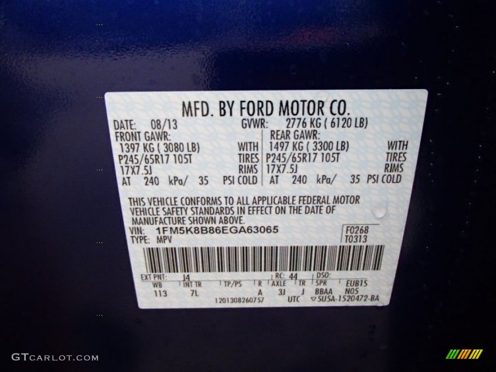 2014 Explorer Color Code J4 for Deep Impact Blue Photo #85648009