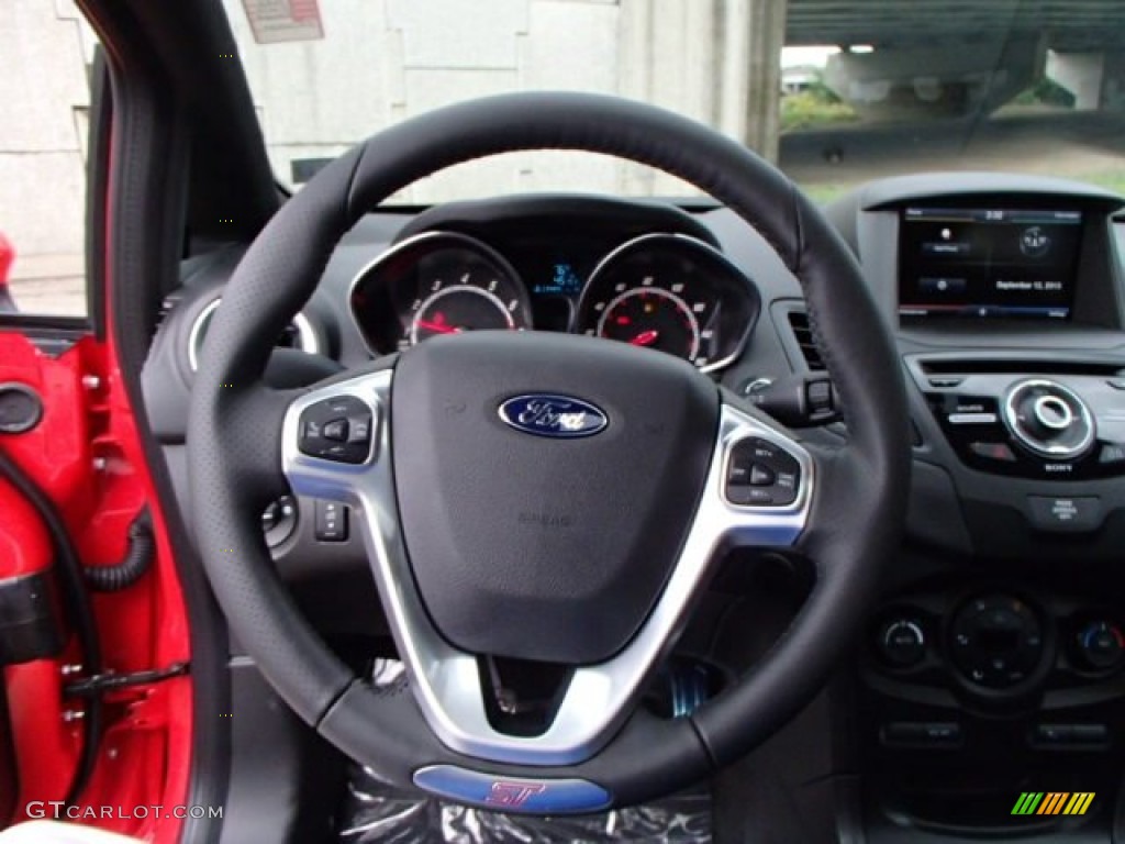 2014 Ford Fiesta ST Hatchback ST Charcoal Black Steering Wheel Photo #85649789