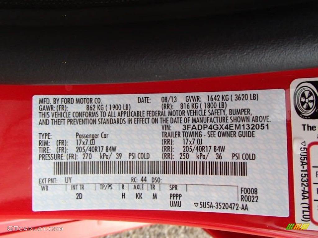 2014 Fiesta Color Code UY for Molten Orange Photo #85649834