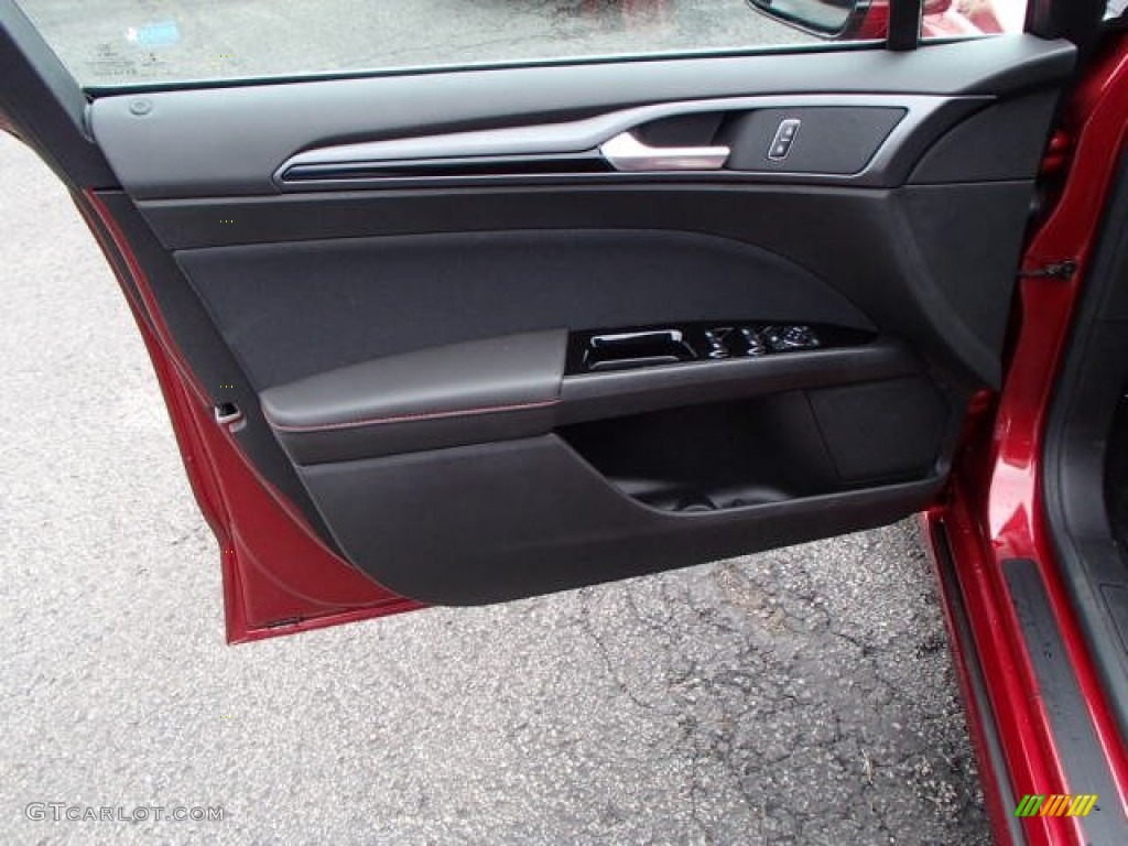 2014 Ford Fusion SE EcoBoost Charcoal Black Door Panel Photo #85650095