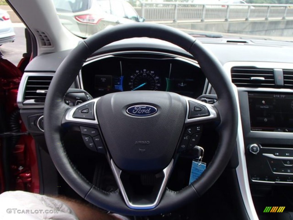 2014 Ford Fusion SE EcoBoost Charcoal Black Steering Wheel Photo #85650278