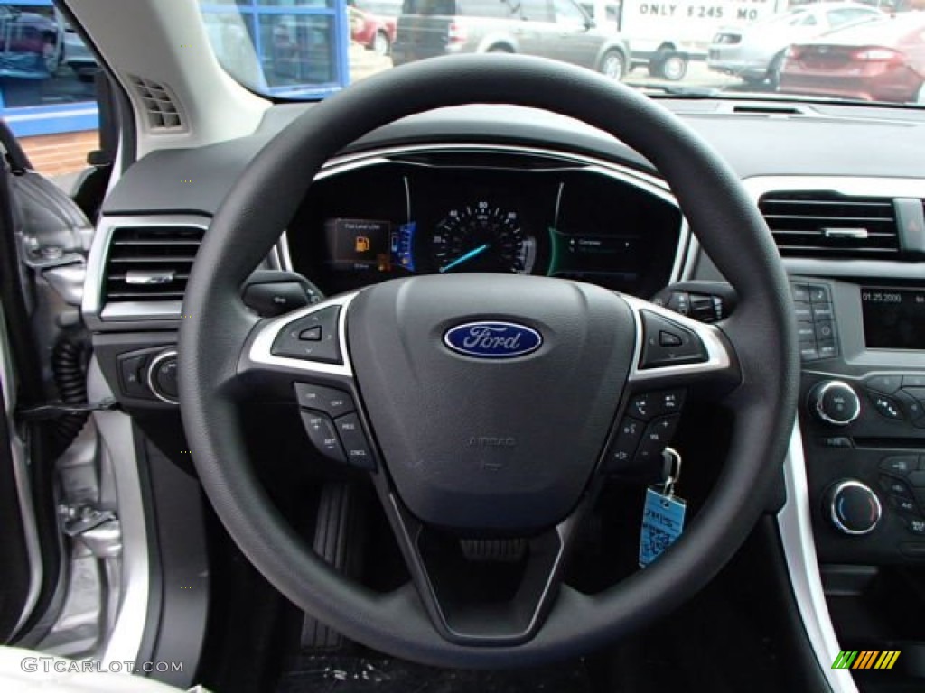 2014 Ford Fusion Hybrid SE Charcoal Black Steering Wheel Photo #85651607