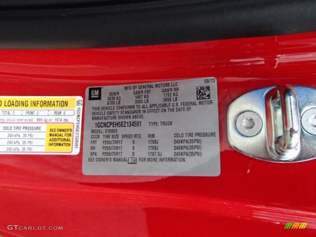 2014 Chevrolet Silverado 1500 WT Regular Cab Info Tag Photo #85652756