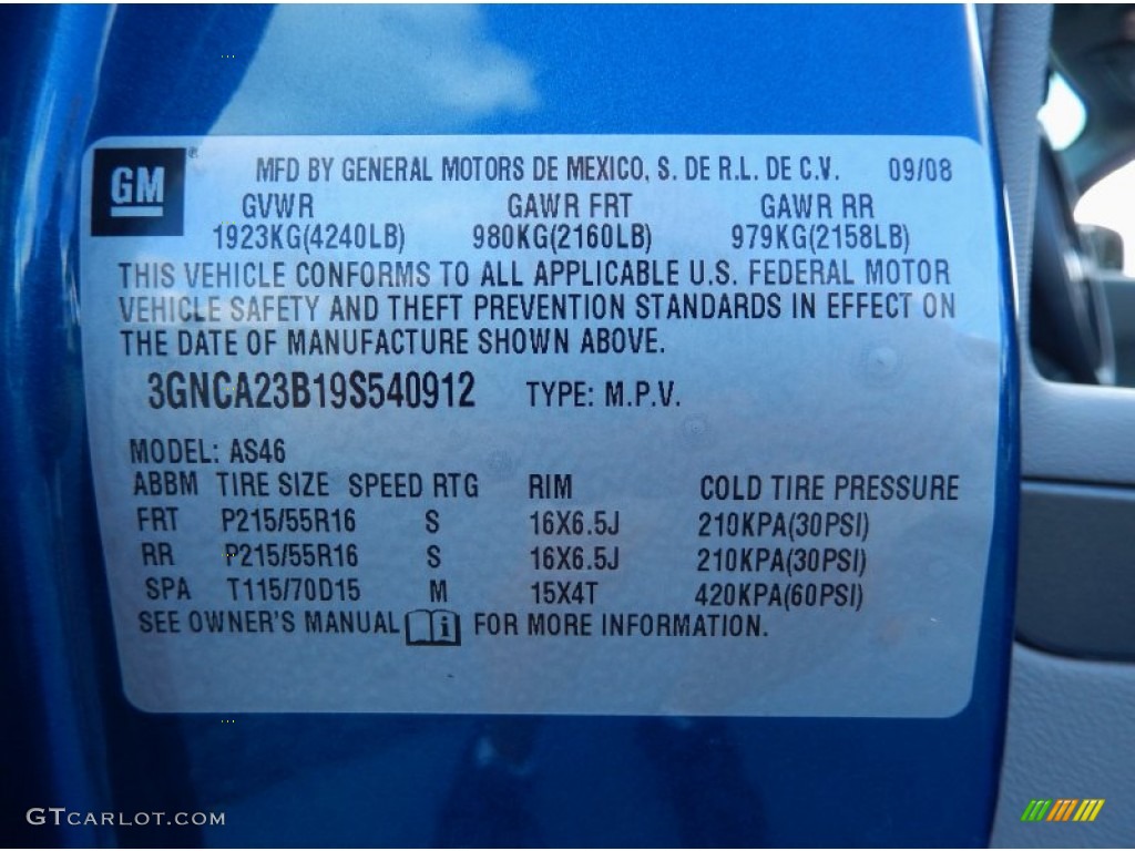 2009 HHR LT - Blue Flash Metallic / Cashmere photo #29