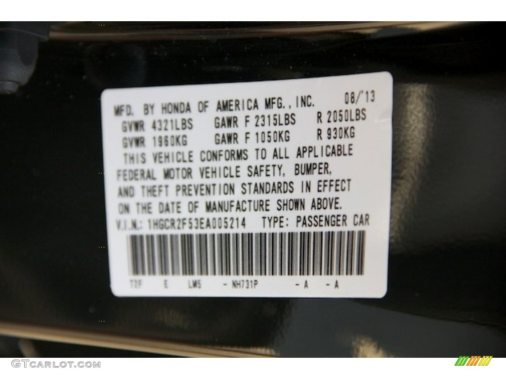 2014 Accord Color Code NH731P for Crystal Black Pearl Photo #85656836